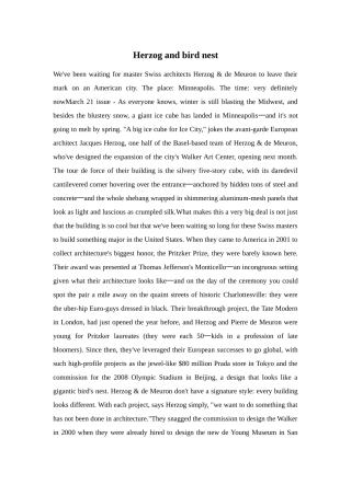 Herzog and bird nest