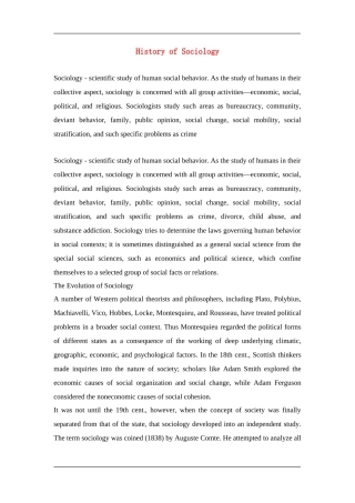 History of Sociology