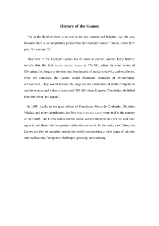 History of the Games
