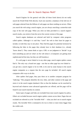 How do Search Engines Work