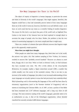 How Many Languages Are There in the World