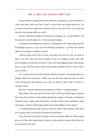 How to Deal with Internet Addiction