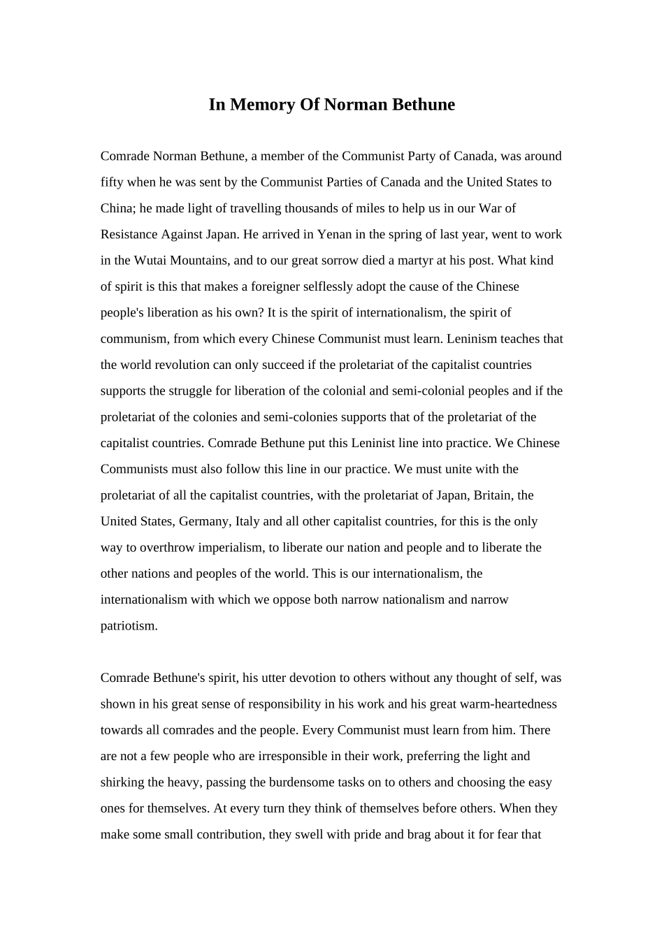 In Memory Of Norman Bethune_第1页