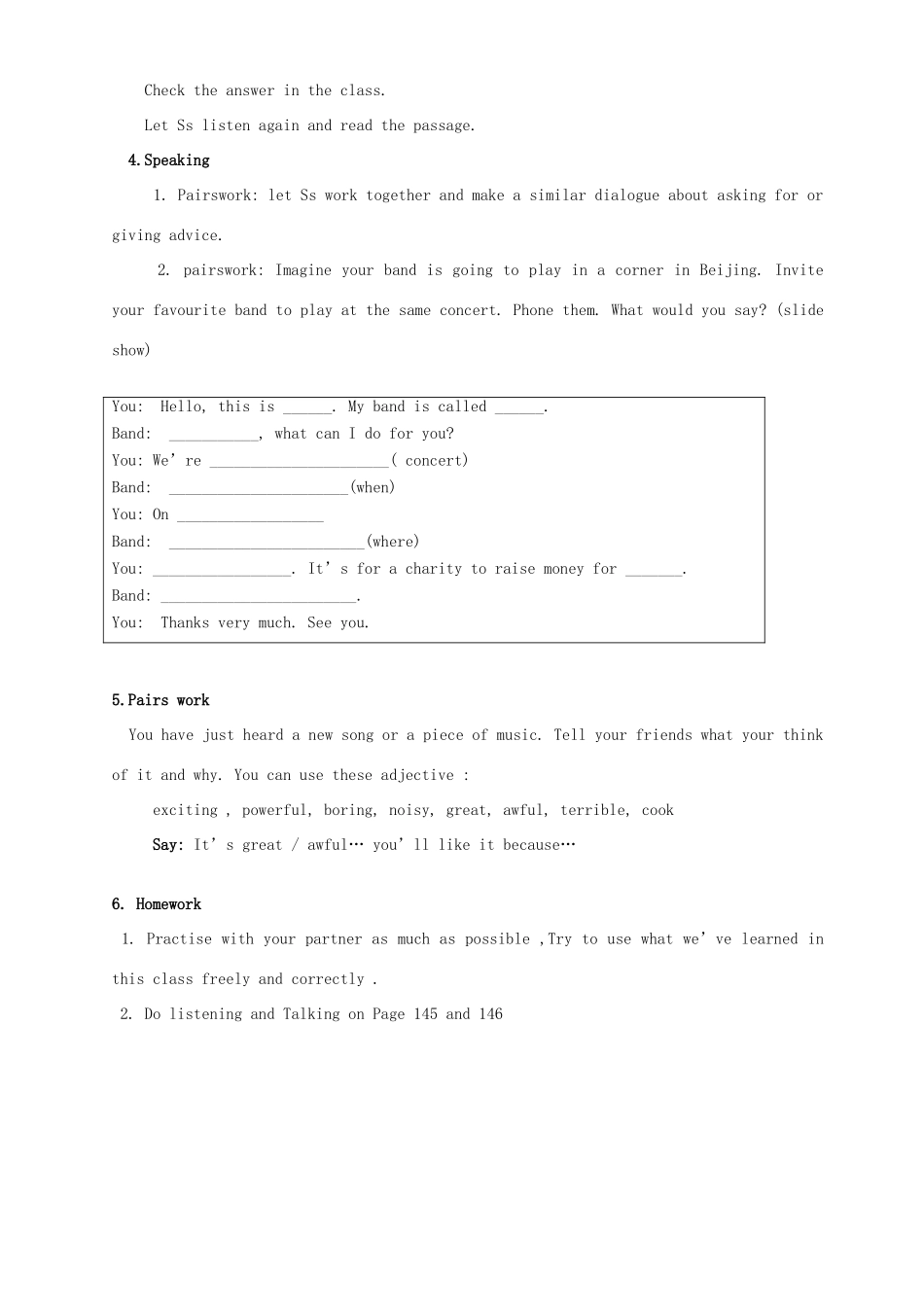 Unit11 The sounds of the world 教学示例一-新人教版高一全册英语教案_第2页