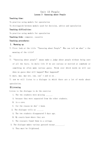 Unit13 People--Lesson 3 Guessing about People