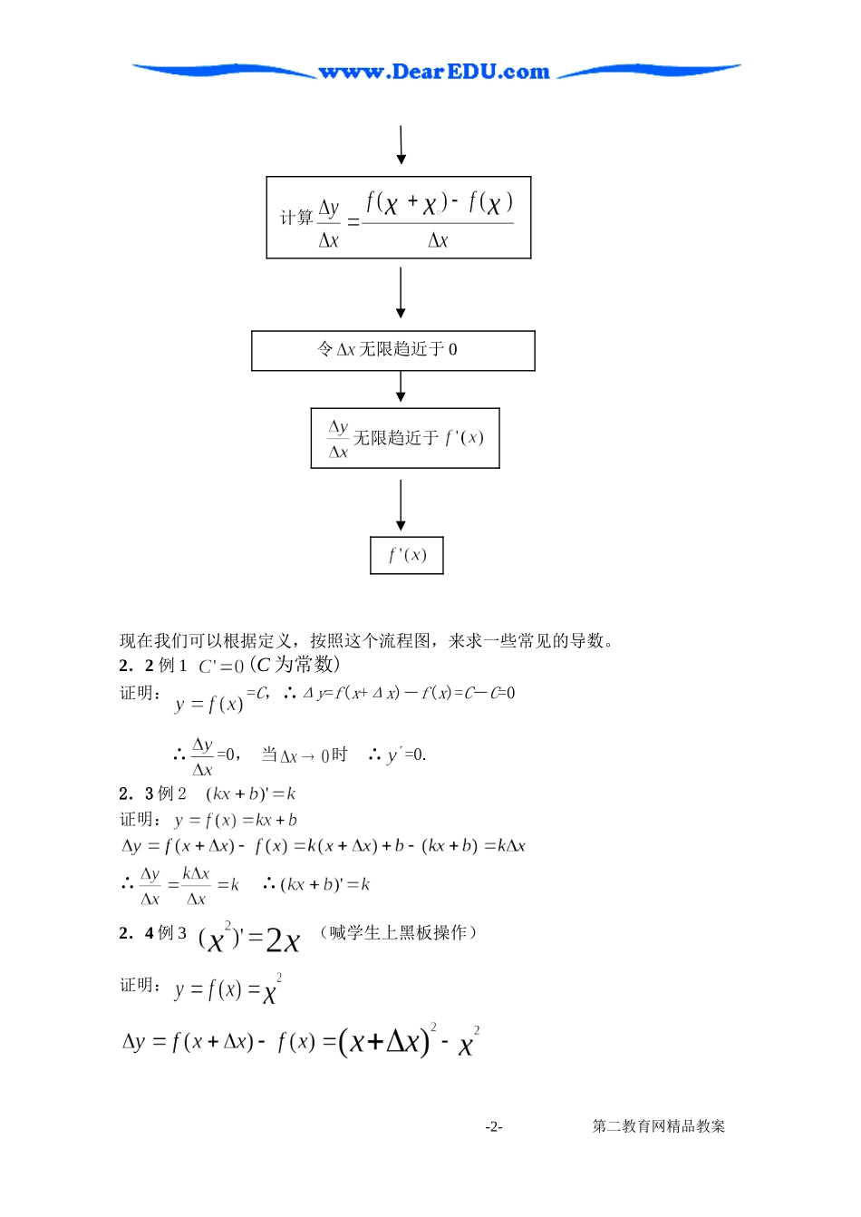 §3．2几种常见函数的导数 教案_第2页