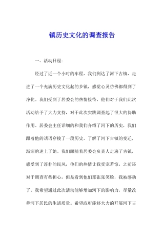 镇历史文化的调查报告