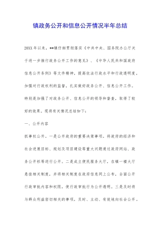 镇政务公开和信息公开情况半年总结-