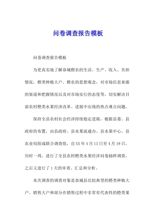 问卷调查报告模板