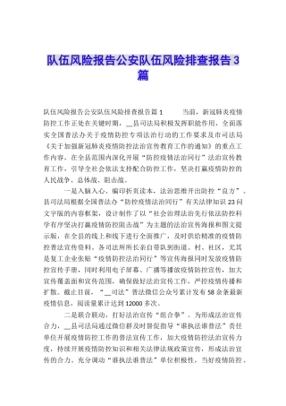 队伍风险报告公安队伍风险排查报告3篇