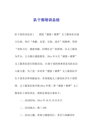 队干部培训总结