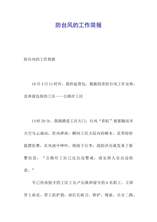防台风的工作简报