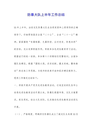 防暴大队上半年工作总结-