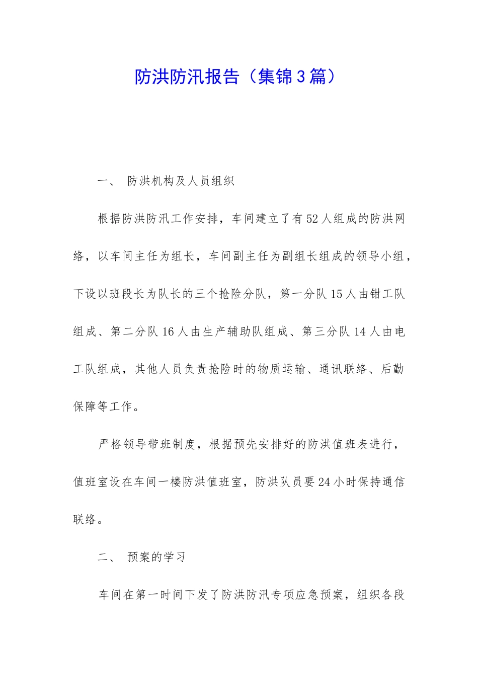 防洪防汛报告_第1页