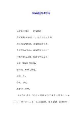 陆游新年的诗