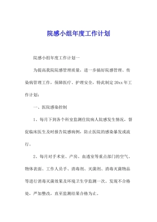 院感小组年度工作计划