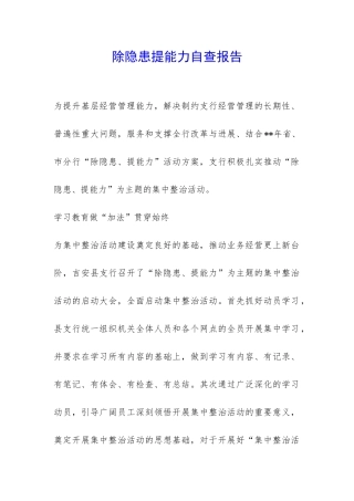 除隐患提能力自查报告-