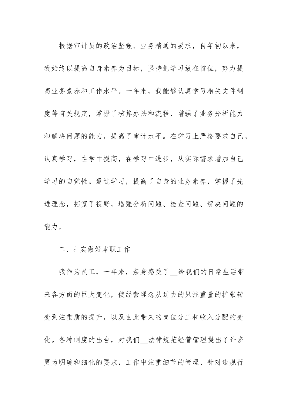 集体审计职员心得工作总结3篇_第2页