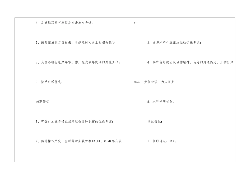集团公司项目出纳职位描述--_第2页