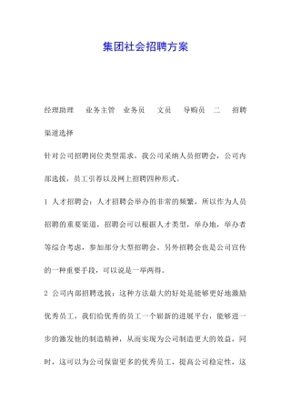 集团社会招聘方案