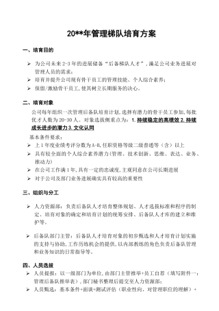 集团管理梯队培养方案