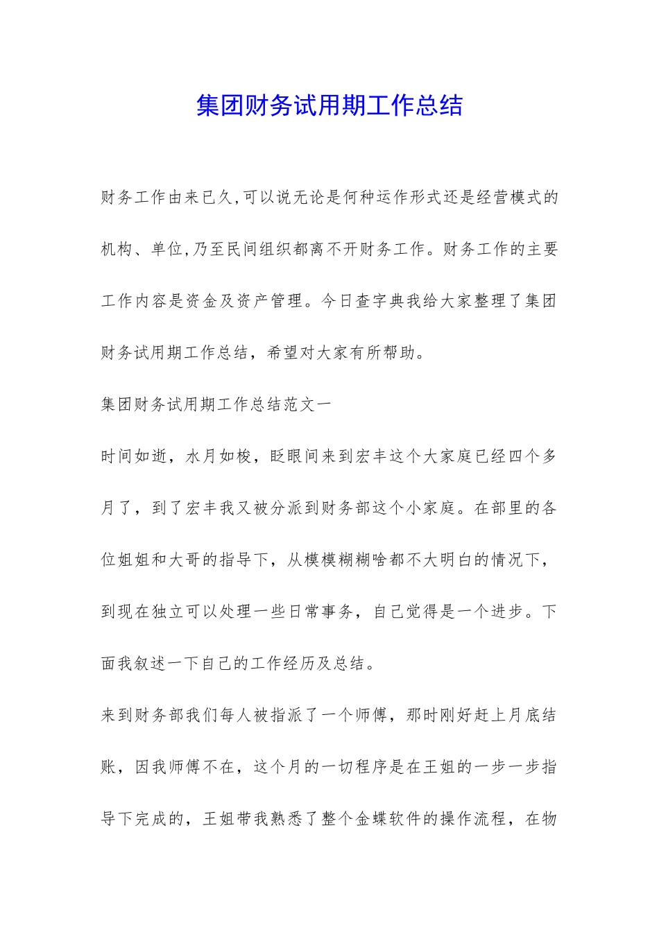 集团财务试用期工作总结-_第1页