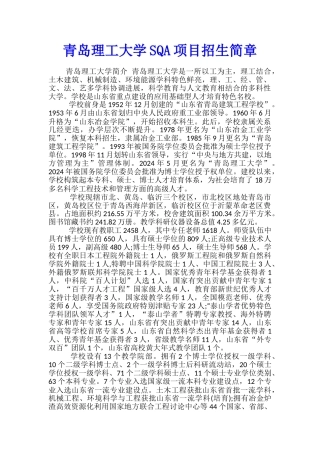 青岛理工大学SQA项目招生简章