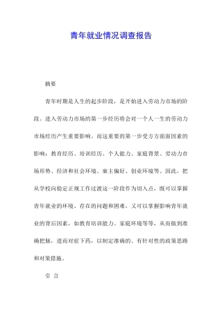 青年就业情况调查报告