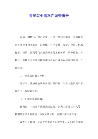 青年就业情况在调查报告