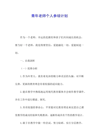青年教师个人参培计划