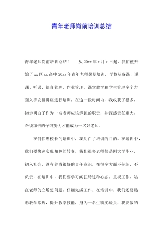 青年教师岗前培训总结