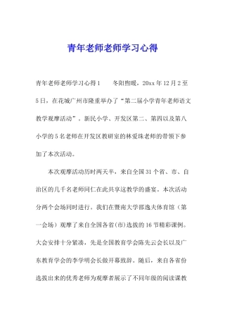 青年教师教师学习心得