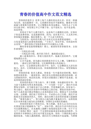 青春的价值高中作文范文精选
