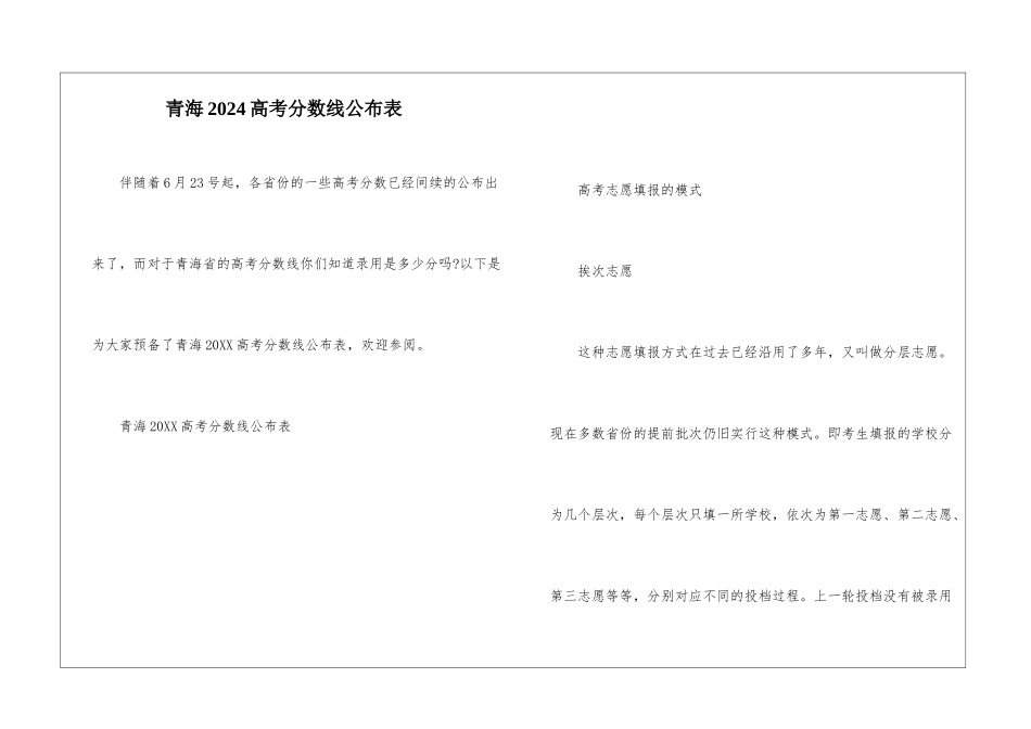 青海2024高考分数线公布表_第1页