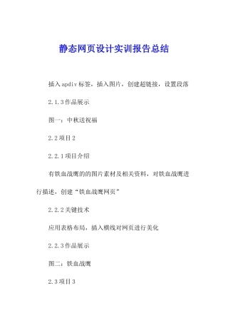 静态网页设计实训报告总结