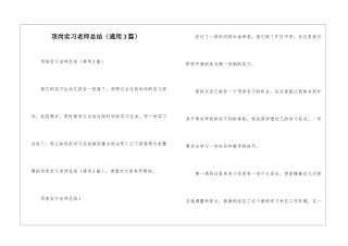 顶岗实习教师总结