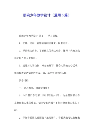 顶碗少年教学设计