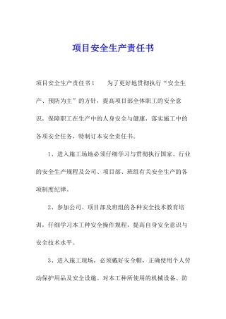 项目安全生产责任书