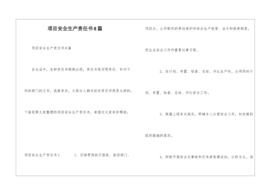项目安全生产责任书8篇_第1页