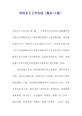 项目总工工作总结