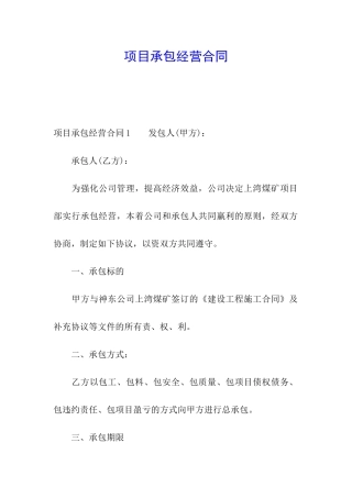 项目承包经营合同