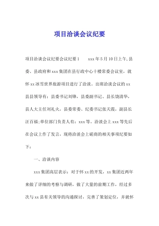 项目洽谈会议纪要
