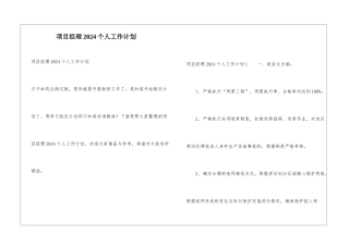 项目经理2024个人工作计划