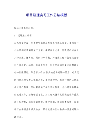 项目经理实习工作总结模板-