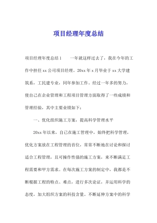 项目经理年度总结