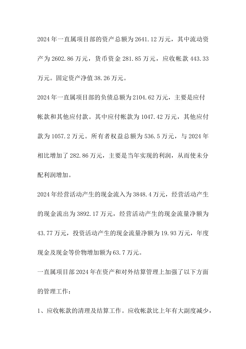 项目财务情况说明书_第2页