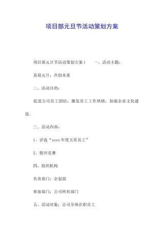 项目部元旦节活动策划方案
