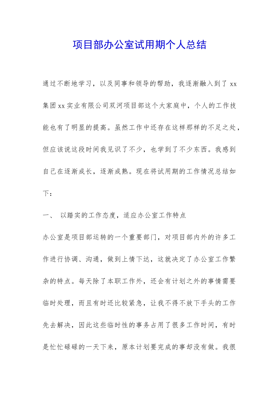 项目部办公室试用期个人总结-_第1页