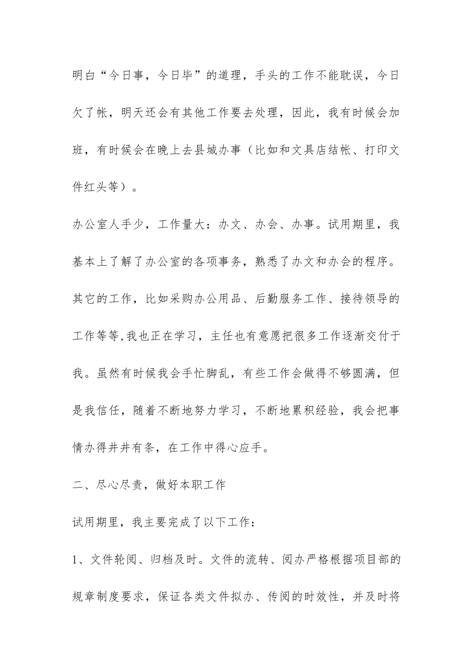 项目部办公室试用期个人总结-_第2页