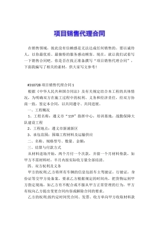 项目销售代理合同